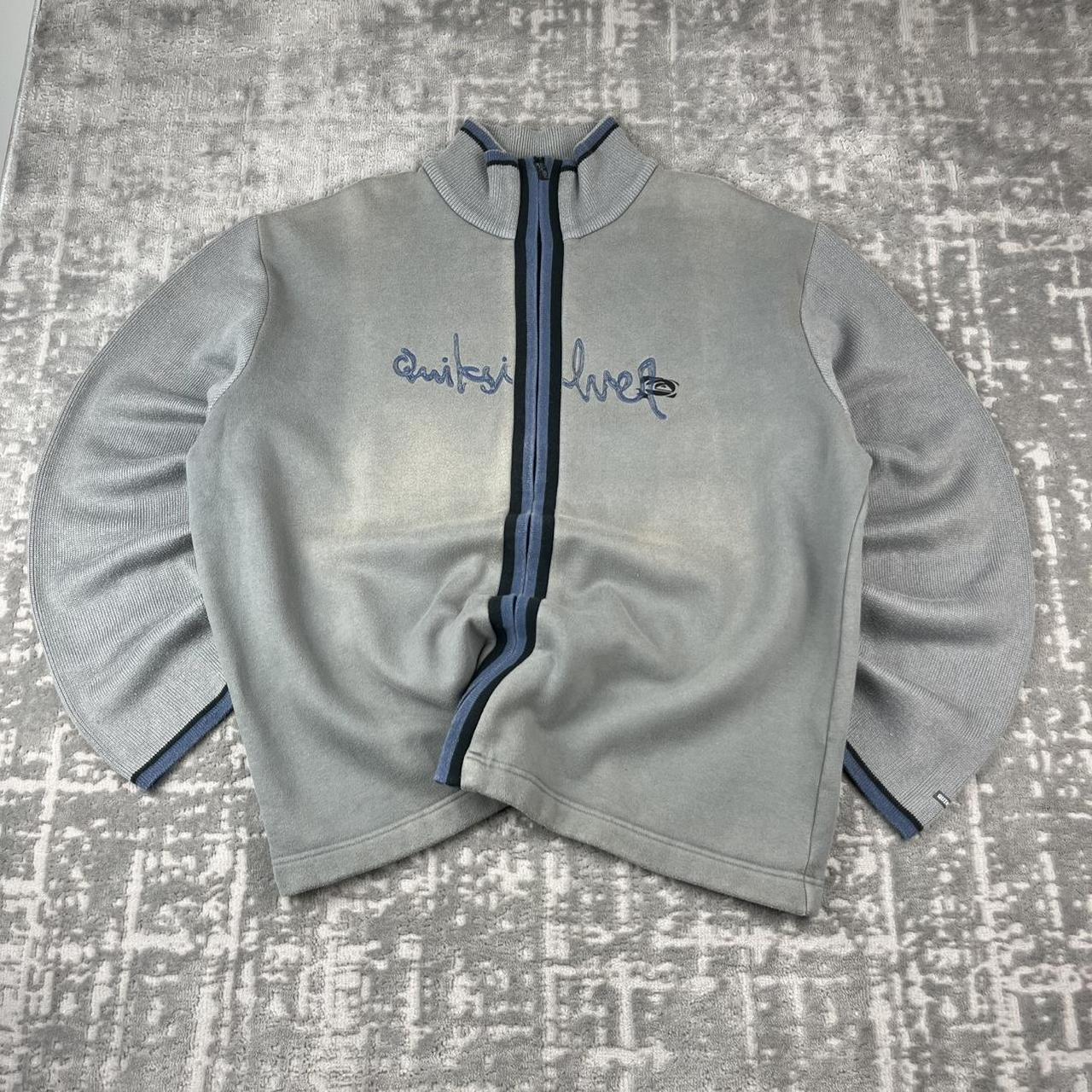 VINTAGE Y2K QUIKSILVER ZIP UP BOXY SWEATSHIRT GREY