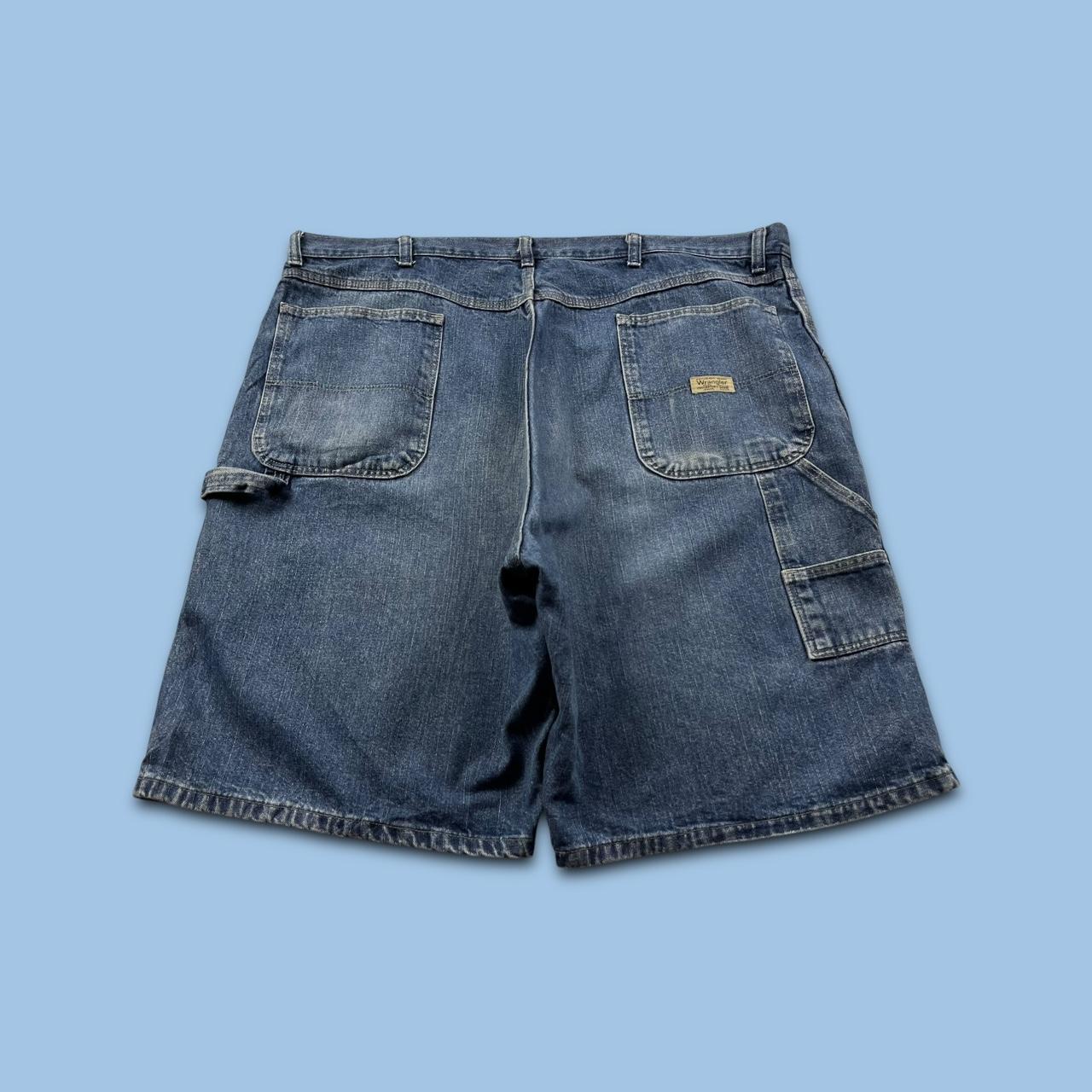 VINTAGE 00s WRANGLER BAGGY LOOSE CARPENTER JORTS BLUE