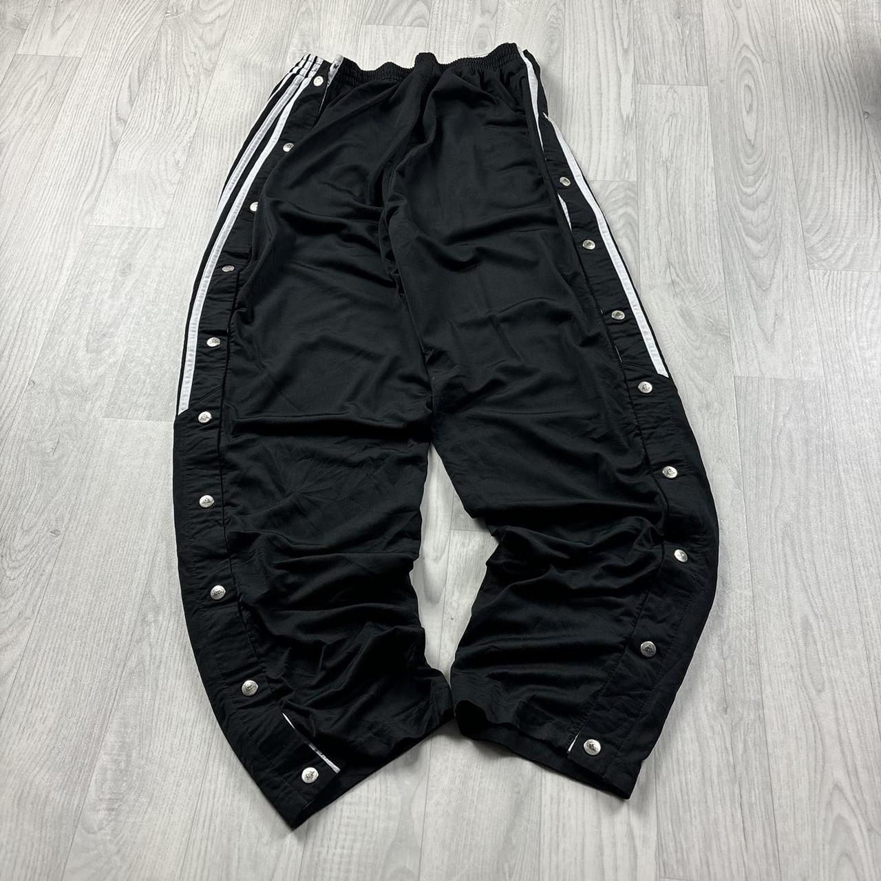 VINTAGE Y2K ADIDAS POPPER BAGGY TRACKSUIT BOTTOMS BLACK