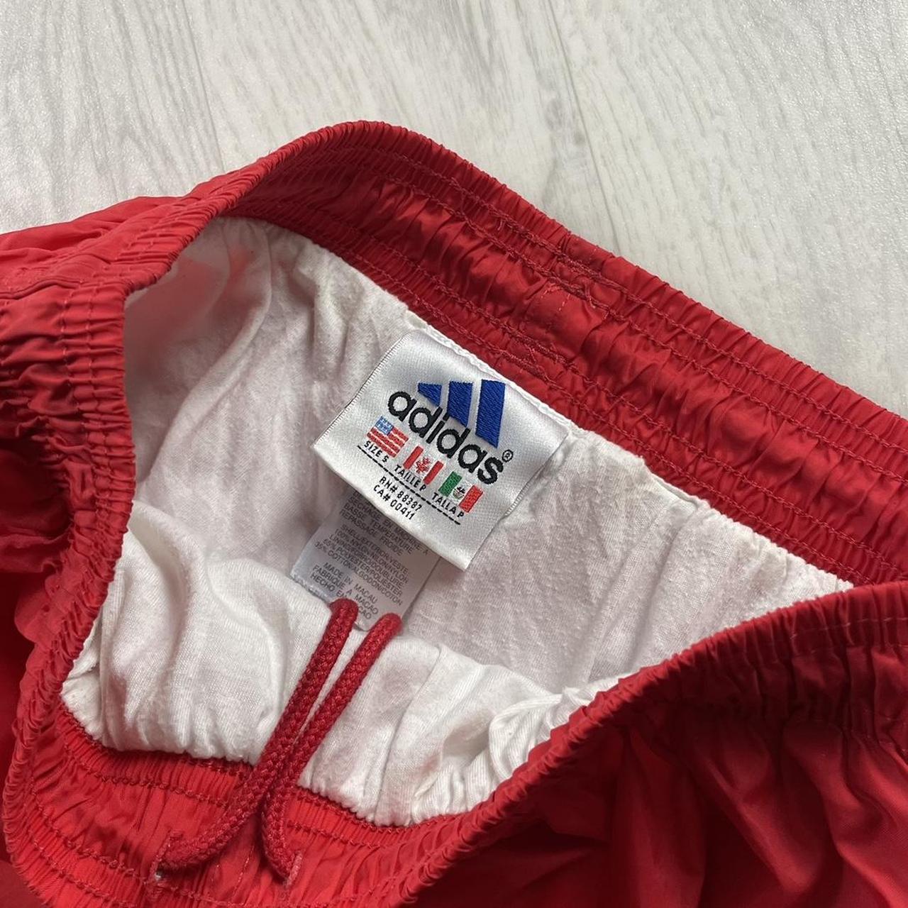 VINTAGE 90s ADIDAS BAGGY TRACKSUIT BOTTOMS RED (S)