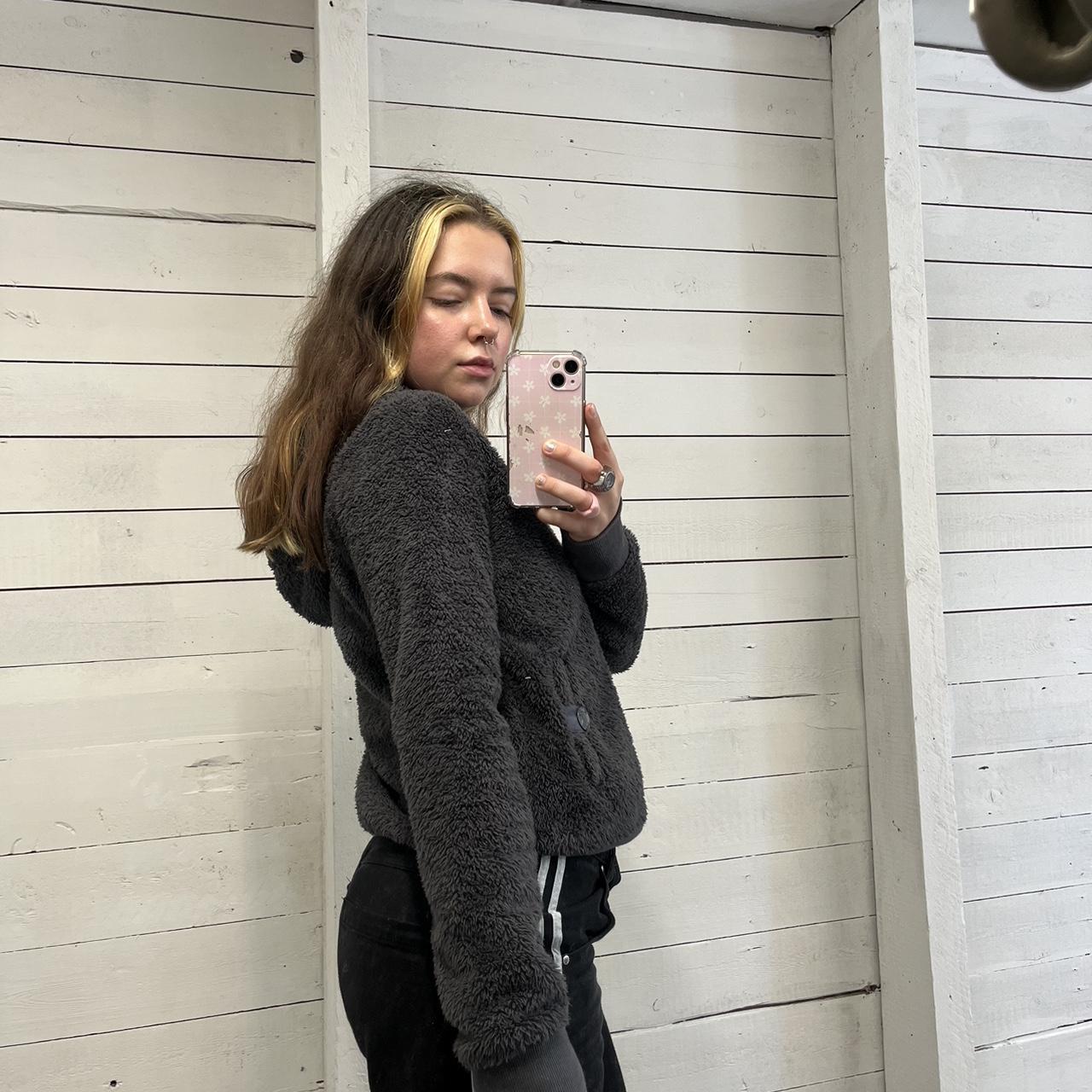 VINTAGE Y2K ROXY ZIP FLEECE HOODIE GREY (L)