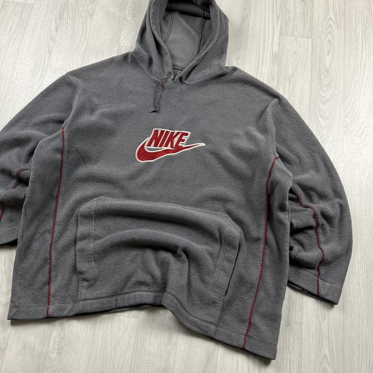 VINTAGE Y2K NIKE SPELL OUT FLEECE HOODIE GREY