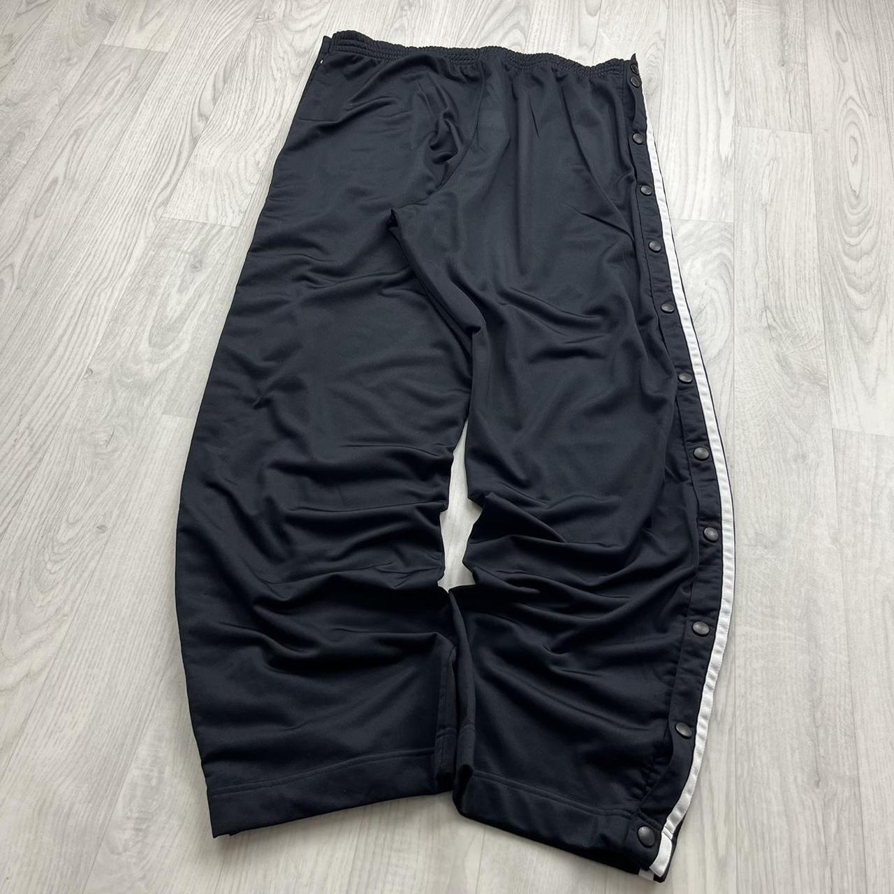 VINTAGE Y2K NAUTICA SIDE STRIPE WIDE LEG POPPER TRACKSUIT BOTTOMS BLACK