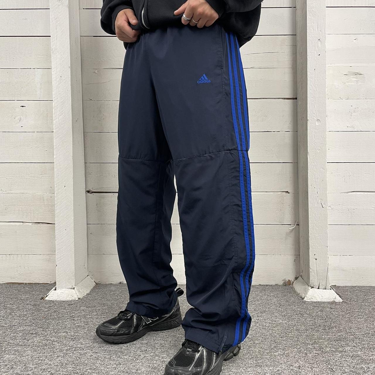 VINTAGE Y2K ADIDAS BAGGY TRACKSUIT BOTTOMS NAVY (L)
