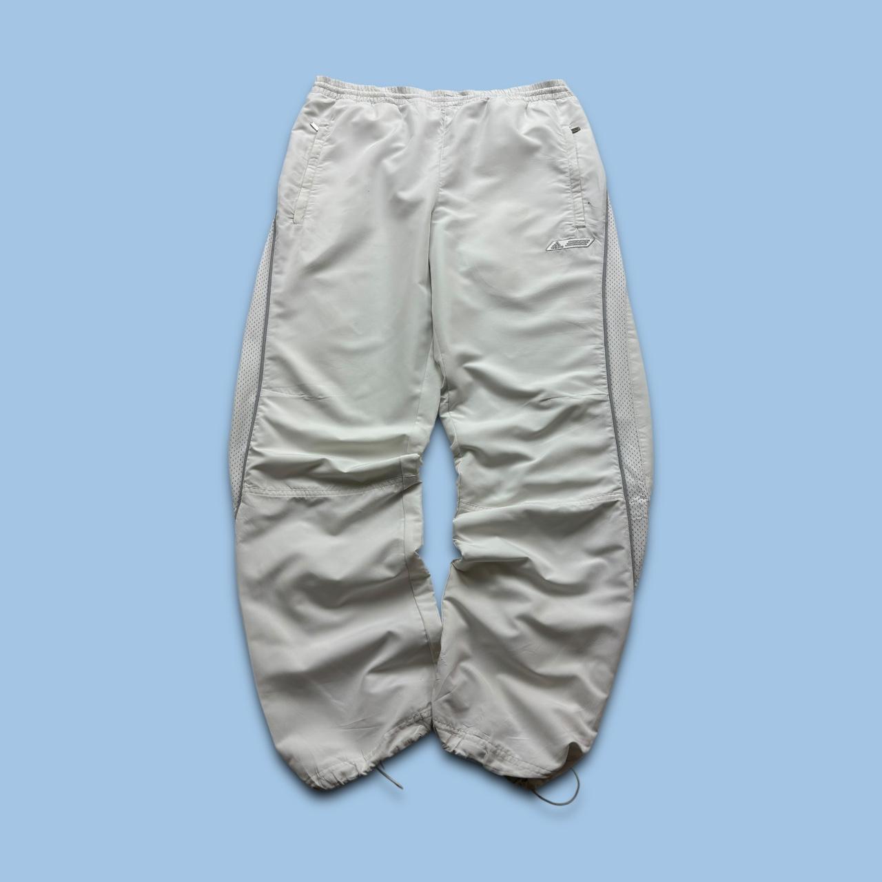 VINTAGE Y2K ADIDAS TECHNICAL BAGGY TRACKSUIT BOTTOMS WHITE