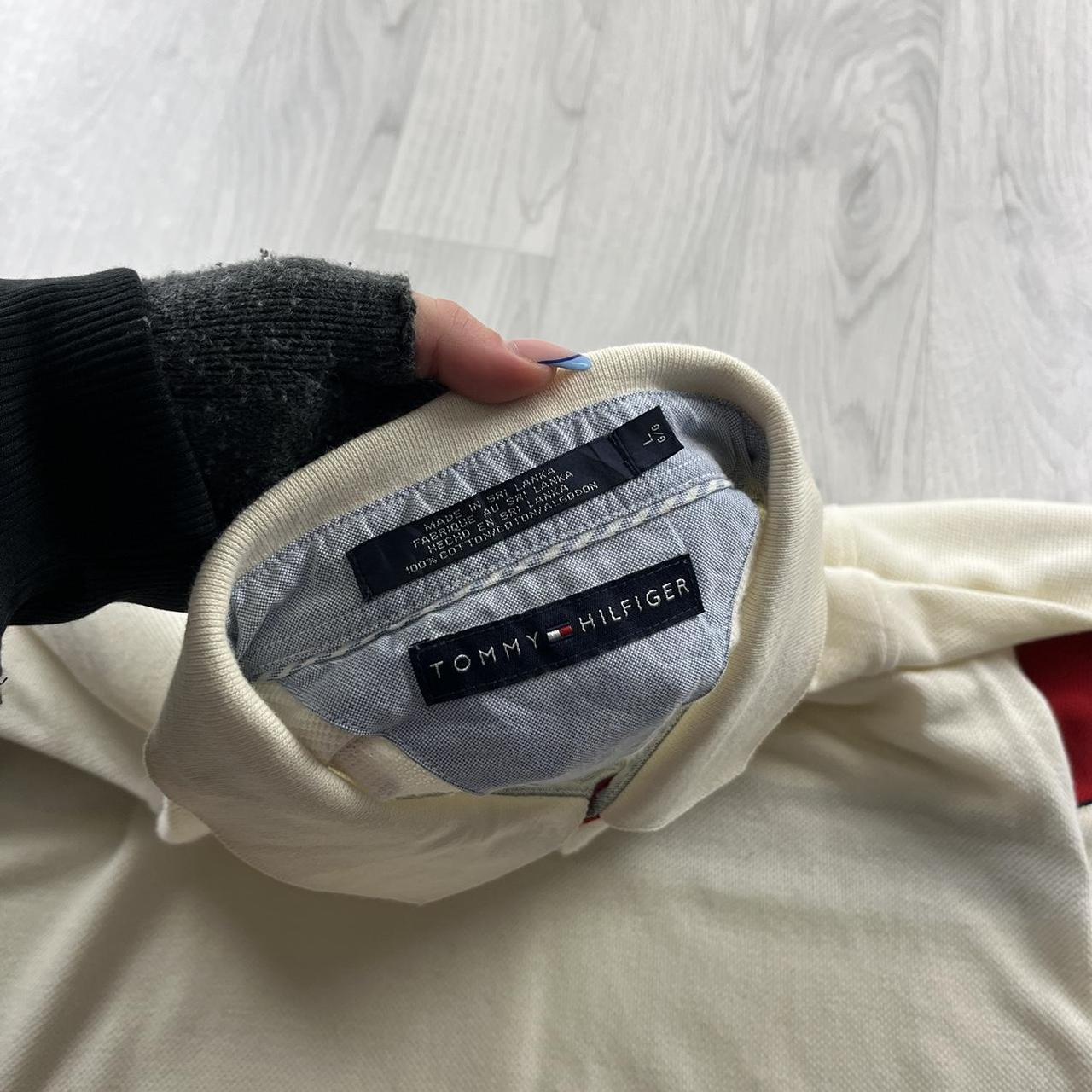 VINTAGE Y2K TOMMY HILFIGER KNITTED POLO JUMPER CREAM