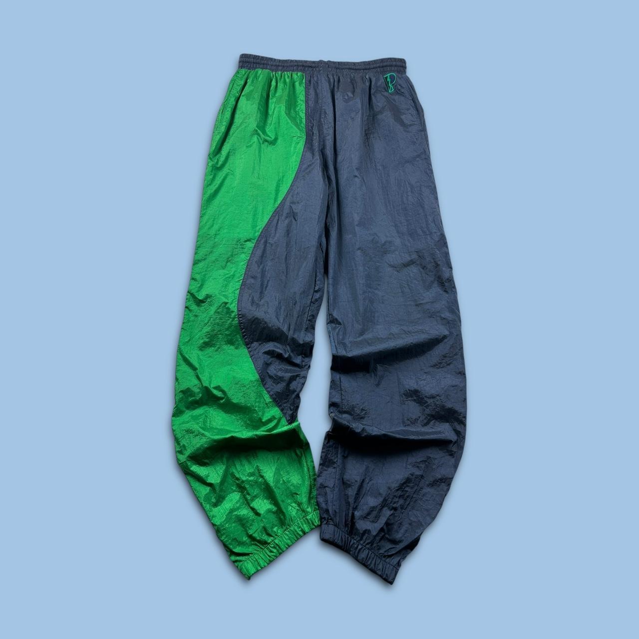 VINTAGE Y2K PRO PLAYER BAGGY TRACKSUIT BOTTOMS NAVY / GREEN
