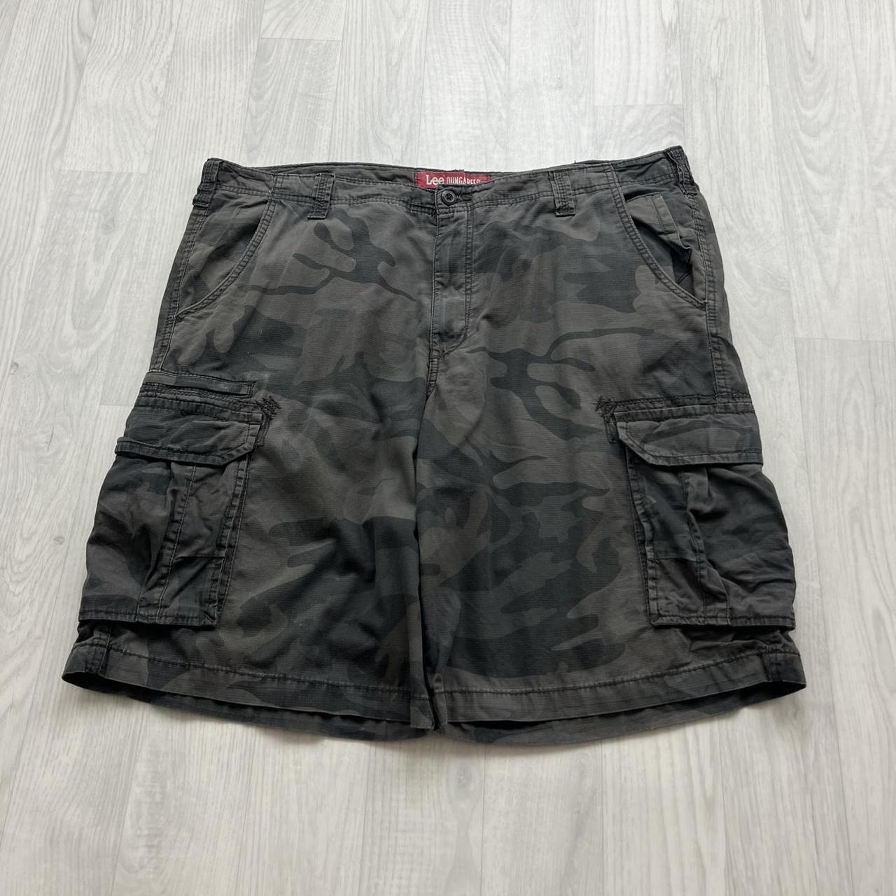 VINTAGE Y2K LEE BAGGY LOOSE CAMO SHORTS BLACK