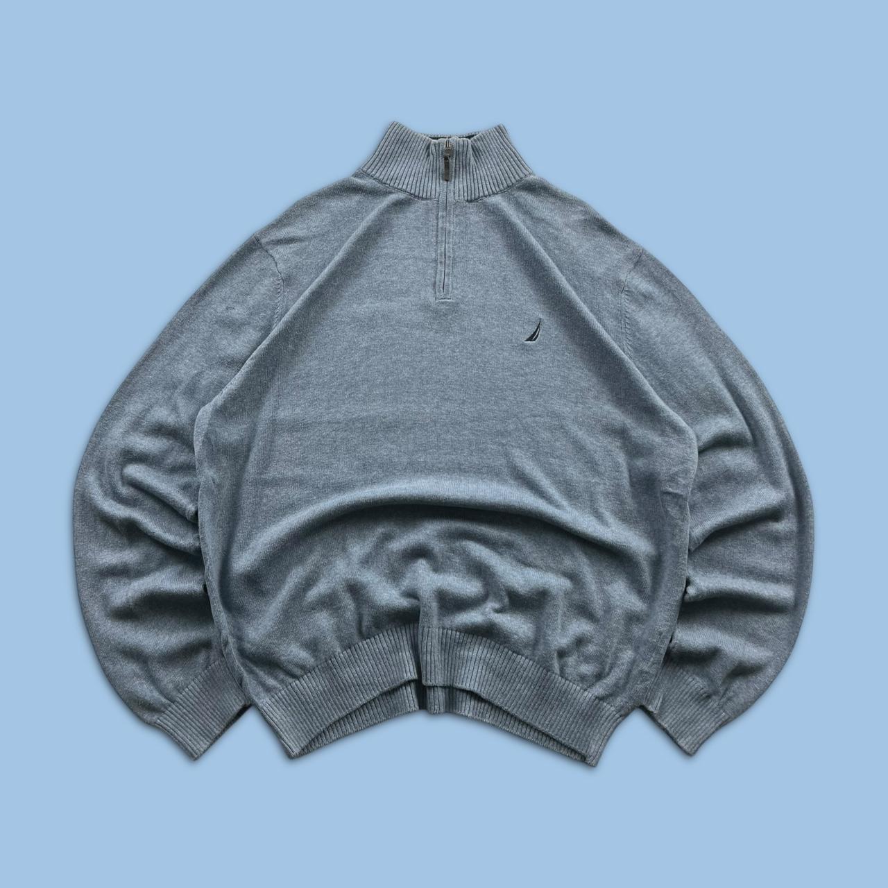 VINTAGE Y2K NAUTICA QUARTER ZIP KNITTED JUMPER BLUE