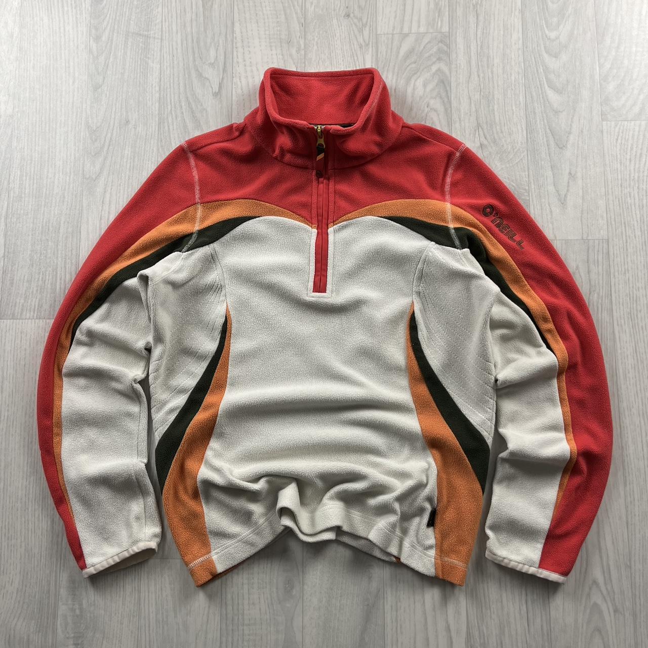 VINTAGE Y2K O’NEILL QUARTER ZIP FLEECE SWEATSHIRT RED WHITE