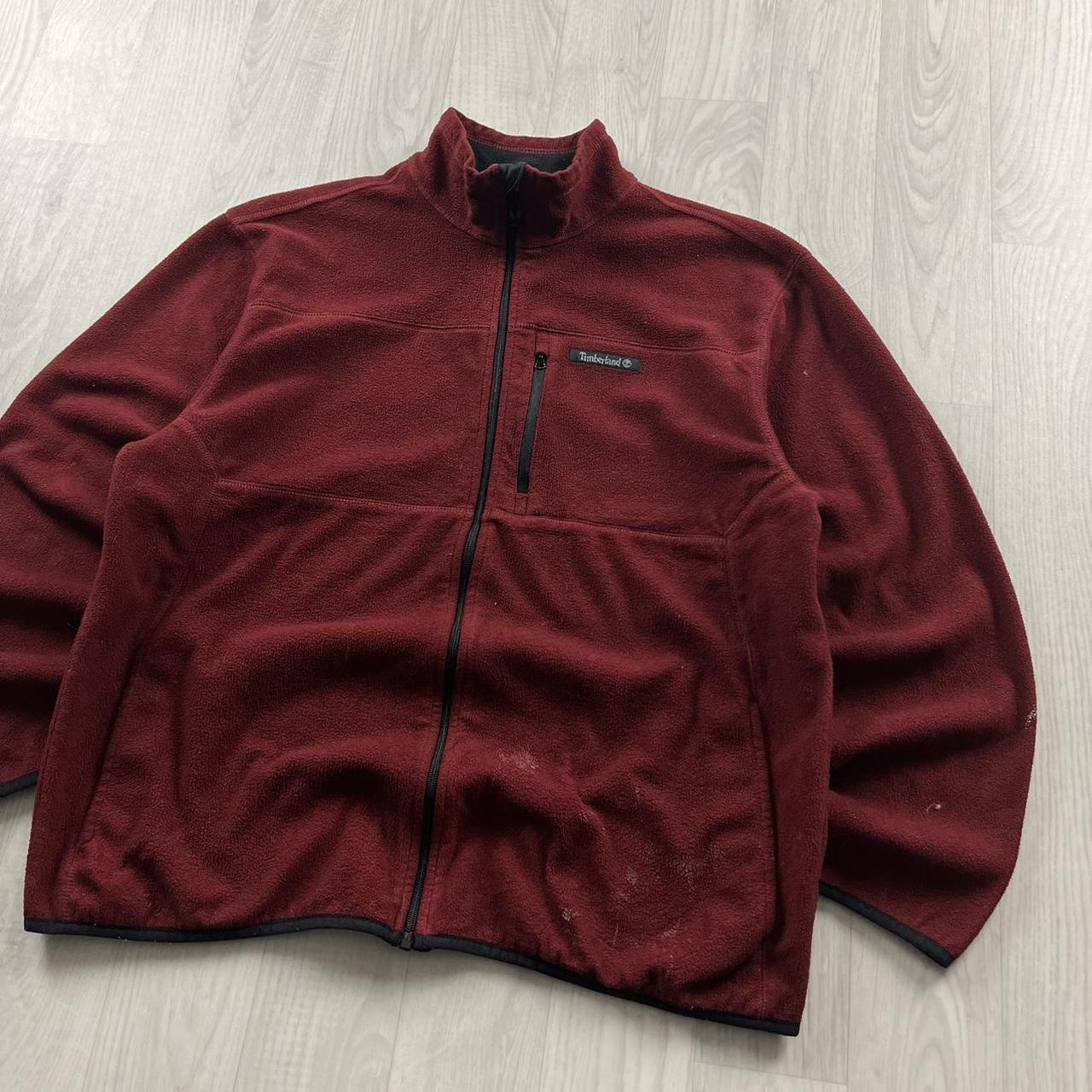 VINTAGE Y2K TIMBERLAND ZIP UP FLEECE BURGUNDY