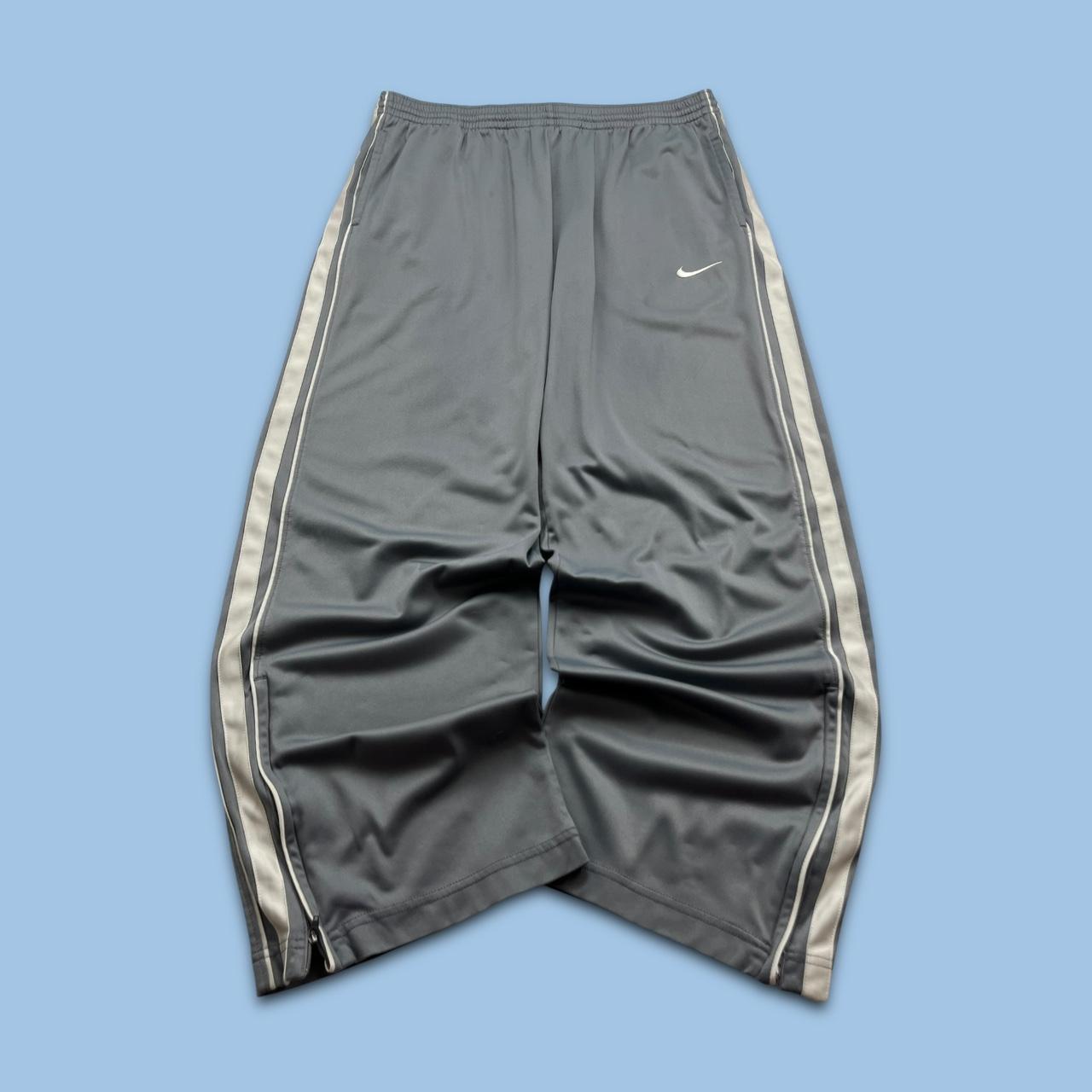 VINTAGE Y2K NIKE BASKETBALL WIDE LEG BAGGY TRACKSUIT BOTTOMS GREY