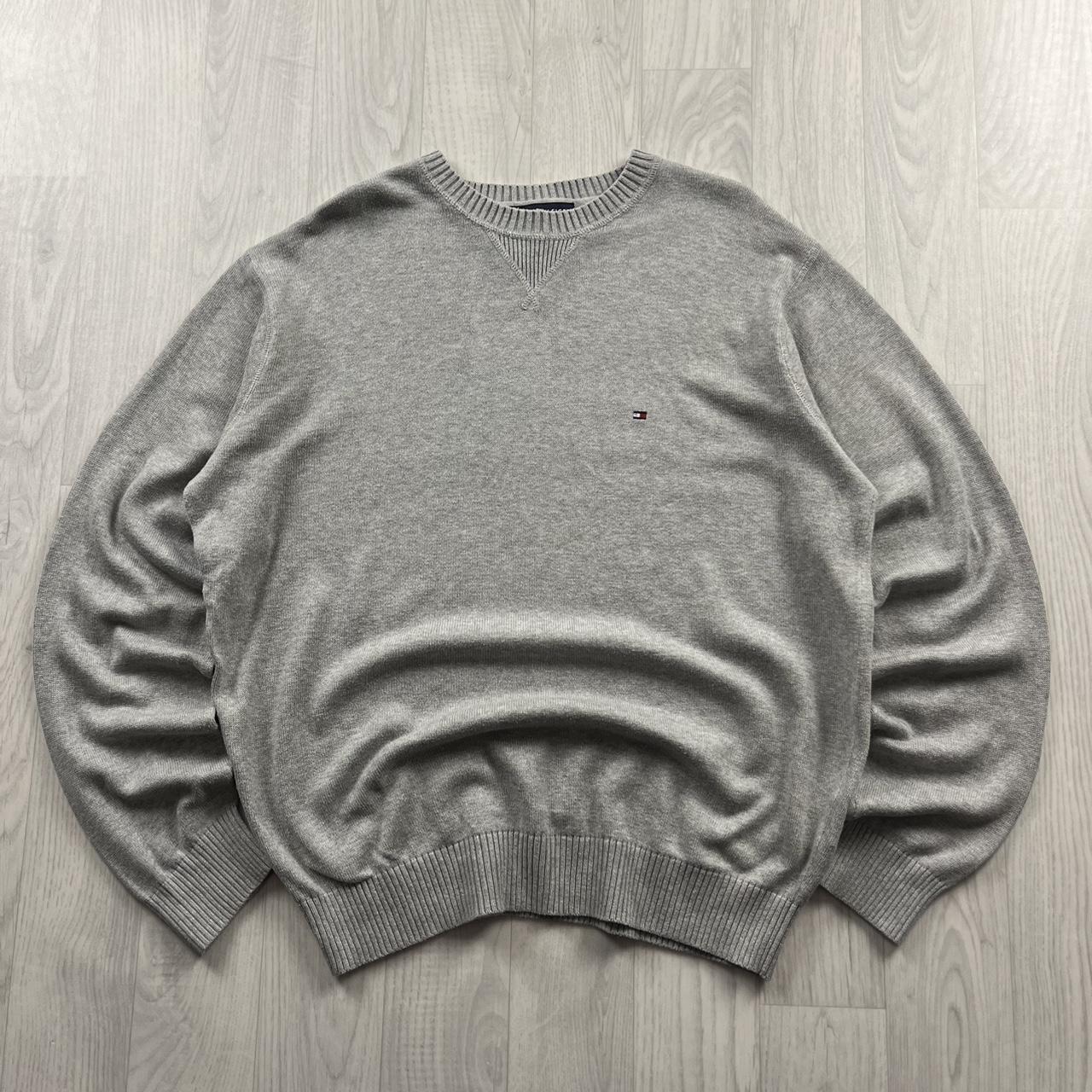 VINTAGE Y2K TOMMY HILFIGER KNITTED JUMPER GREY