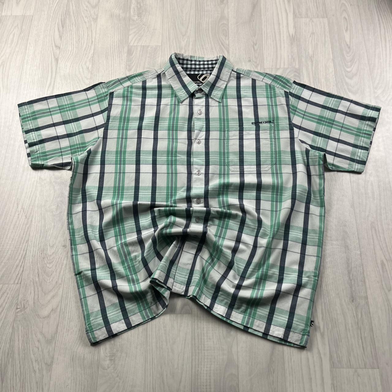 VINTAGE Y2K ANIMAL CHECKERED SHORT SLEEVE SHIRT GREEN