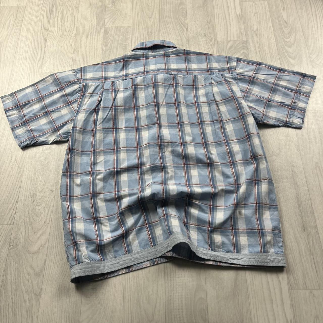 VINTAGE Y2K ANIMAL CHECKERED SHORT SLEEVE SHIRT BLUE