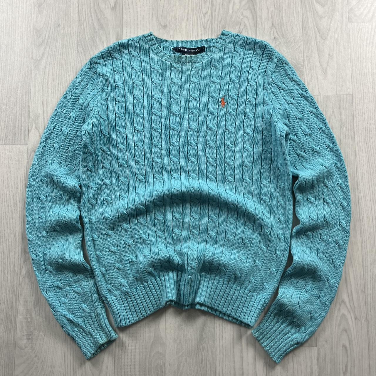 VINTAGE Y2K RALPH LAUREN CHUNKY CABLE KNITTED JUMPER TURQUOISE