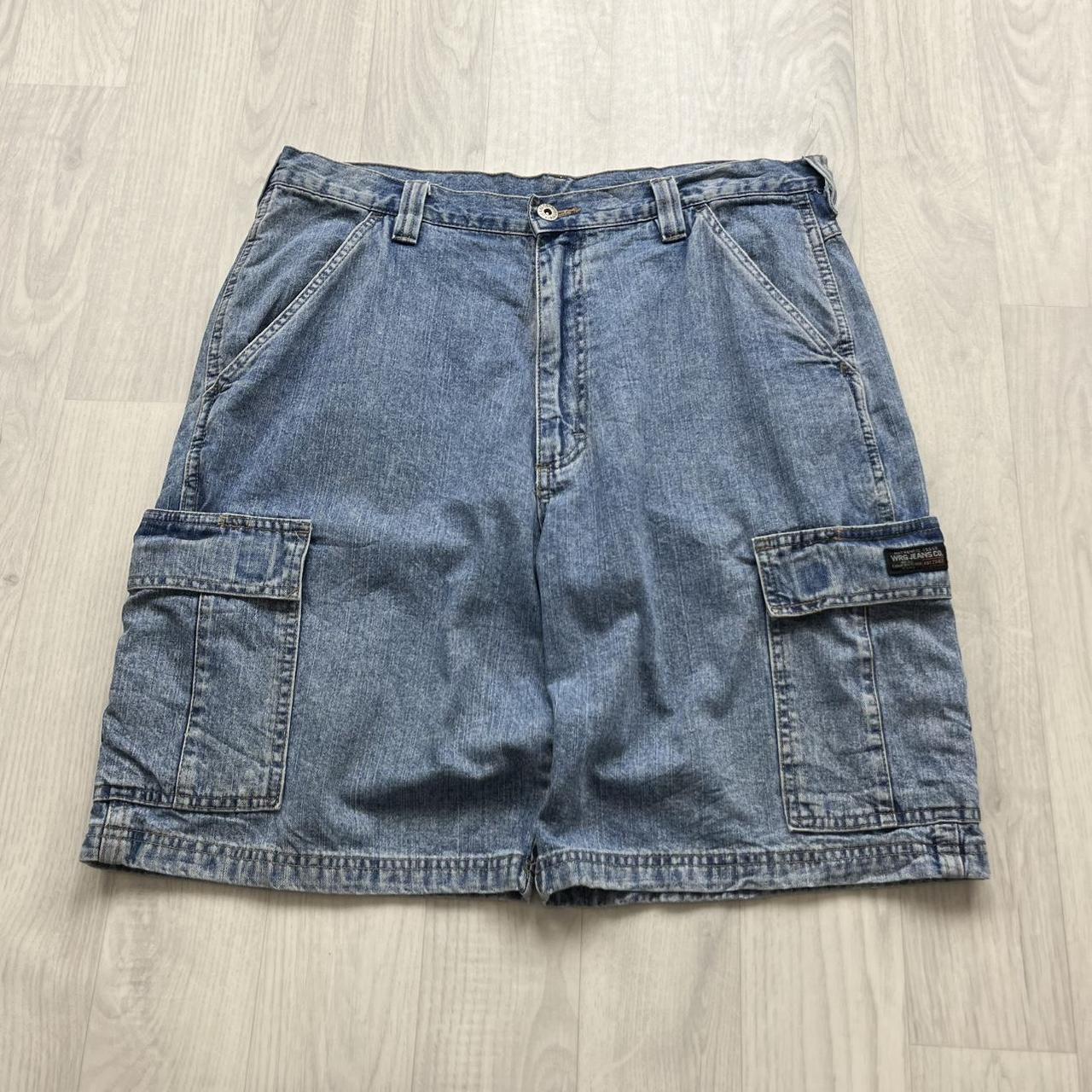 VINTAGE 00s WRANGLER BAGGY LOOSE CARGO JORTS BLUE