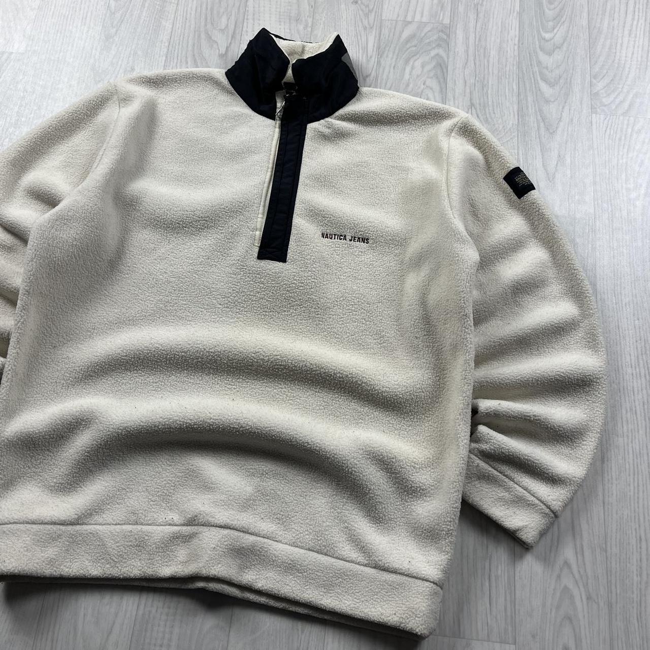 VINTAGE Y2K NAUTICA QUARTER ZIP FLEECE SWEATSHIRT CREAM