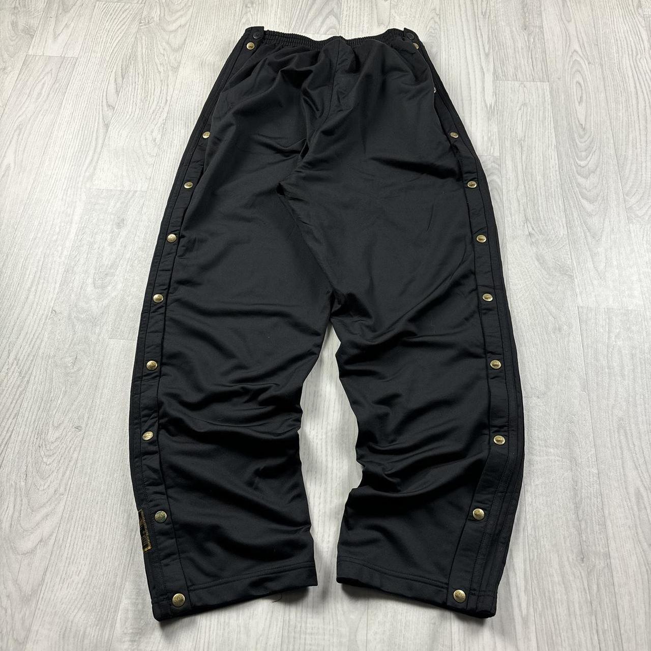 VINTAGE 90s ADIDAS BAGGY POPPER TRACKSUIT BOTTOMS BLACK