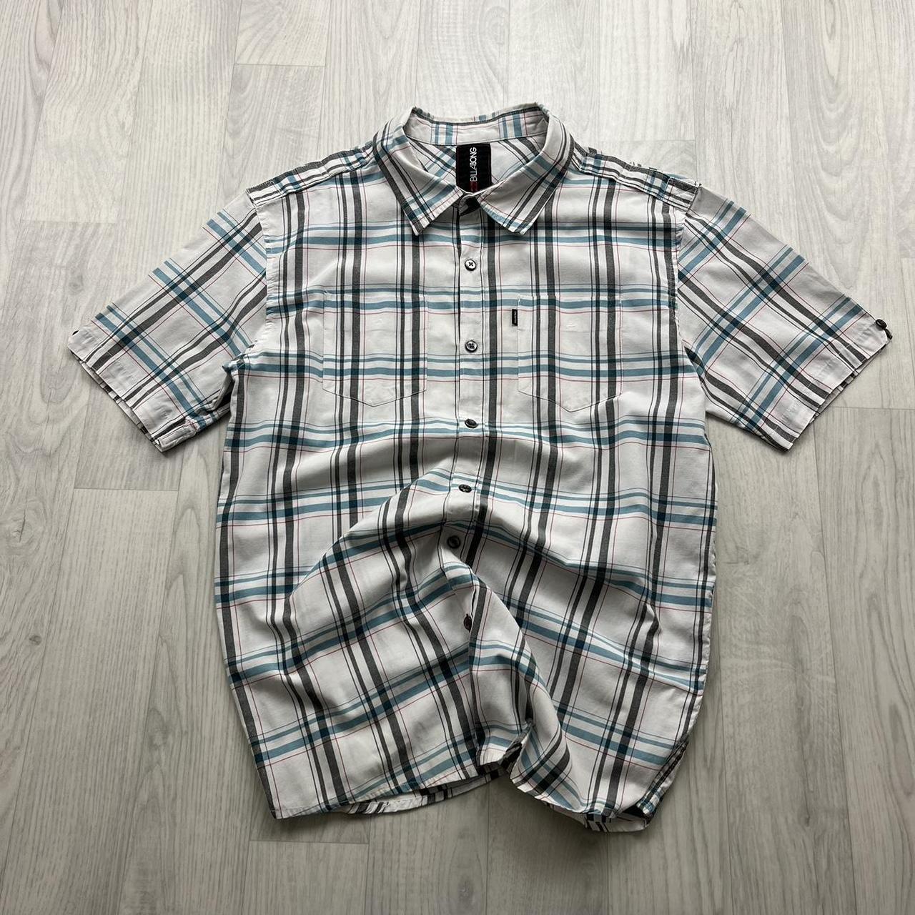 VINTAGE Y2K BILLABONG PLAID SHORT SLEEVE SHIRT WHITE