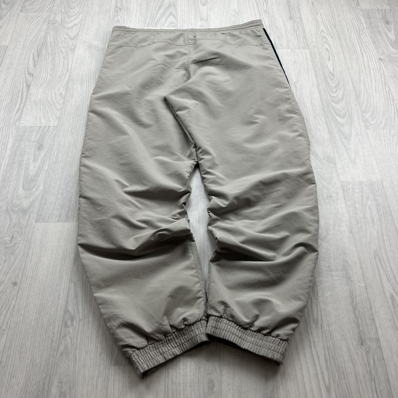 VINTAGE 90s ADIDAS SIDE STRIPE BAGGY TRACKSUIT BOTTOMS BEIGE