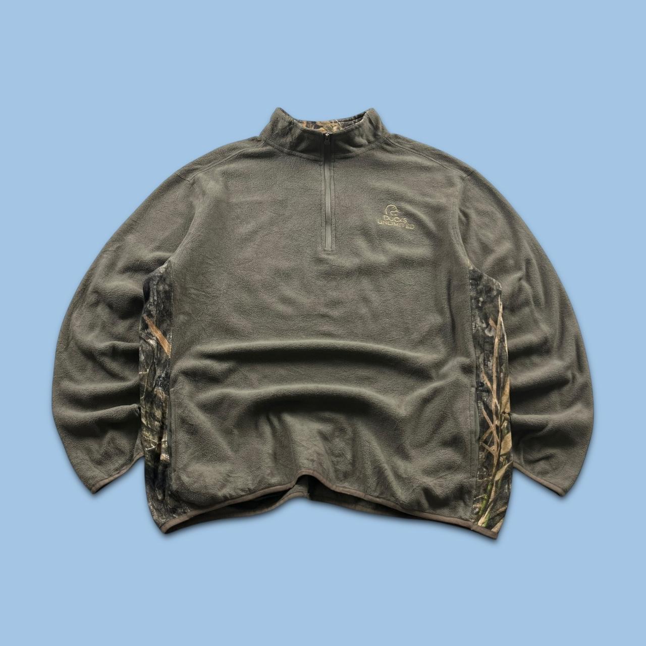 VINTAGE Y2K QUARTER ZIP FLEECE SWEATSHIRT BROWN REAL TREE