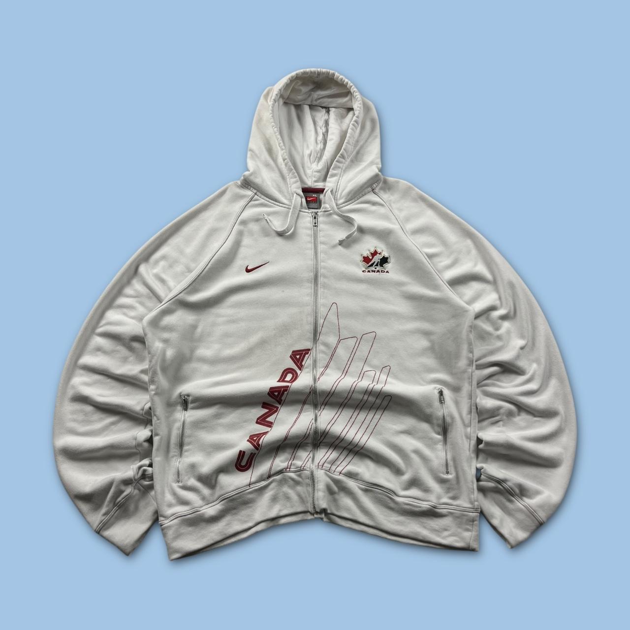VINTAGE Y2K NIKE TEAM CANADA GRAPHIC ZIP HOODIE WHITE