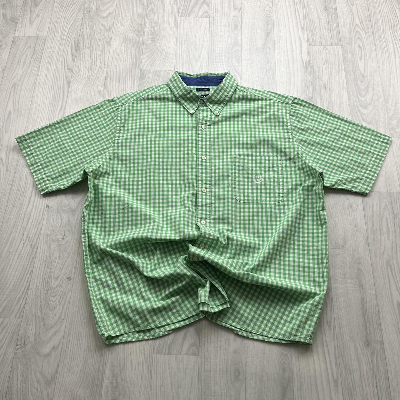 VINTAGE Y2K CHAPS SHORT SLEEVE CHECKERED SHIRT GREEN