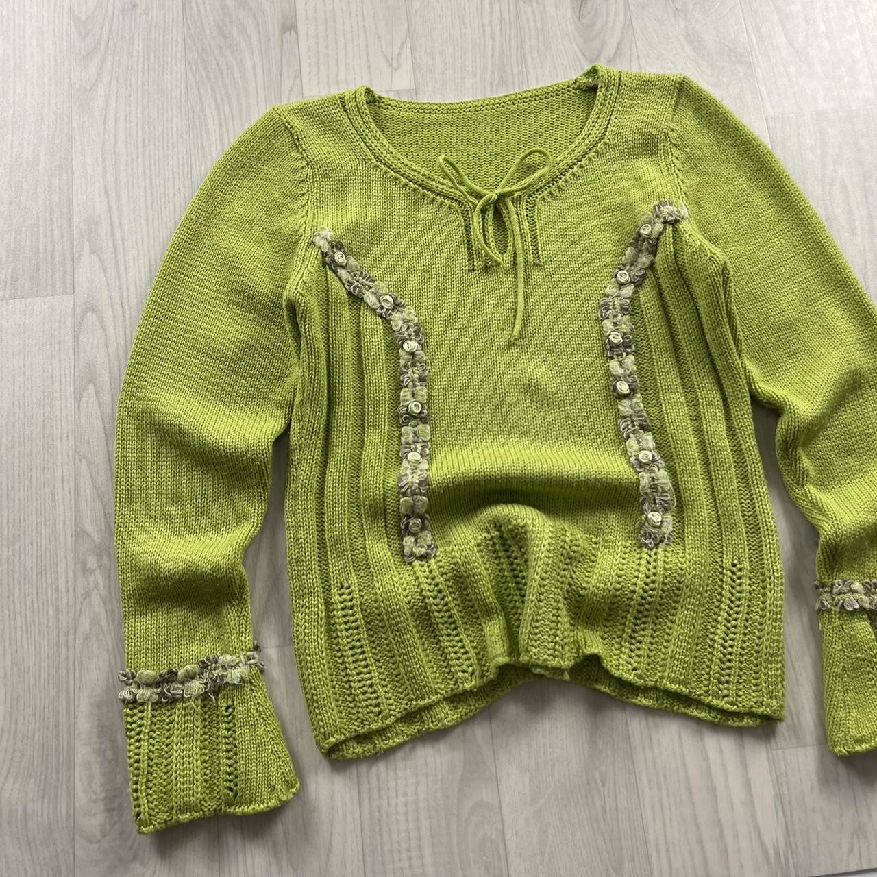 VINTAGE Y2K CHUNKY RIBBED KNITTED JUMPER GREEN