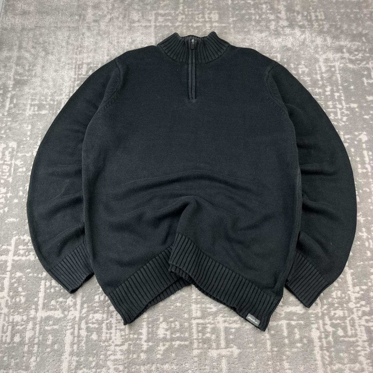 VINTAGE Y2K EDDIE BAUER CHUNKY QUARTER ZIP KNITTED JUMPER BLACK