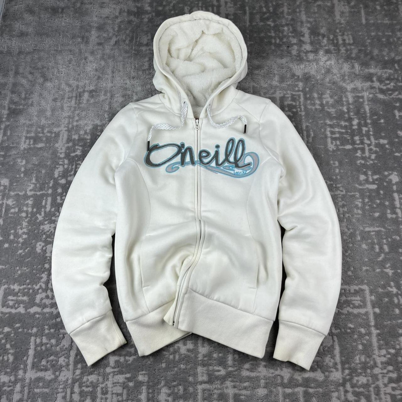 VINTAGE Y2K O’NEILL FLEECE LINED ZIP HOODIE WHITE