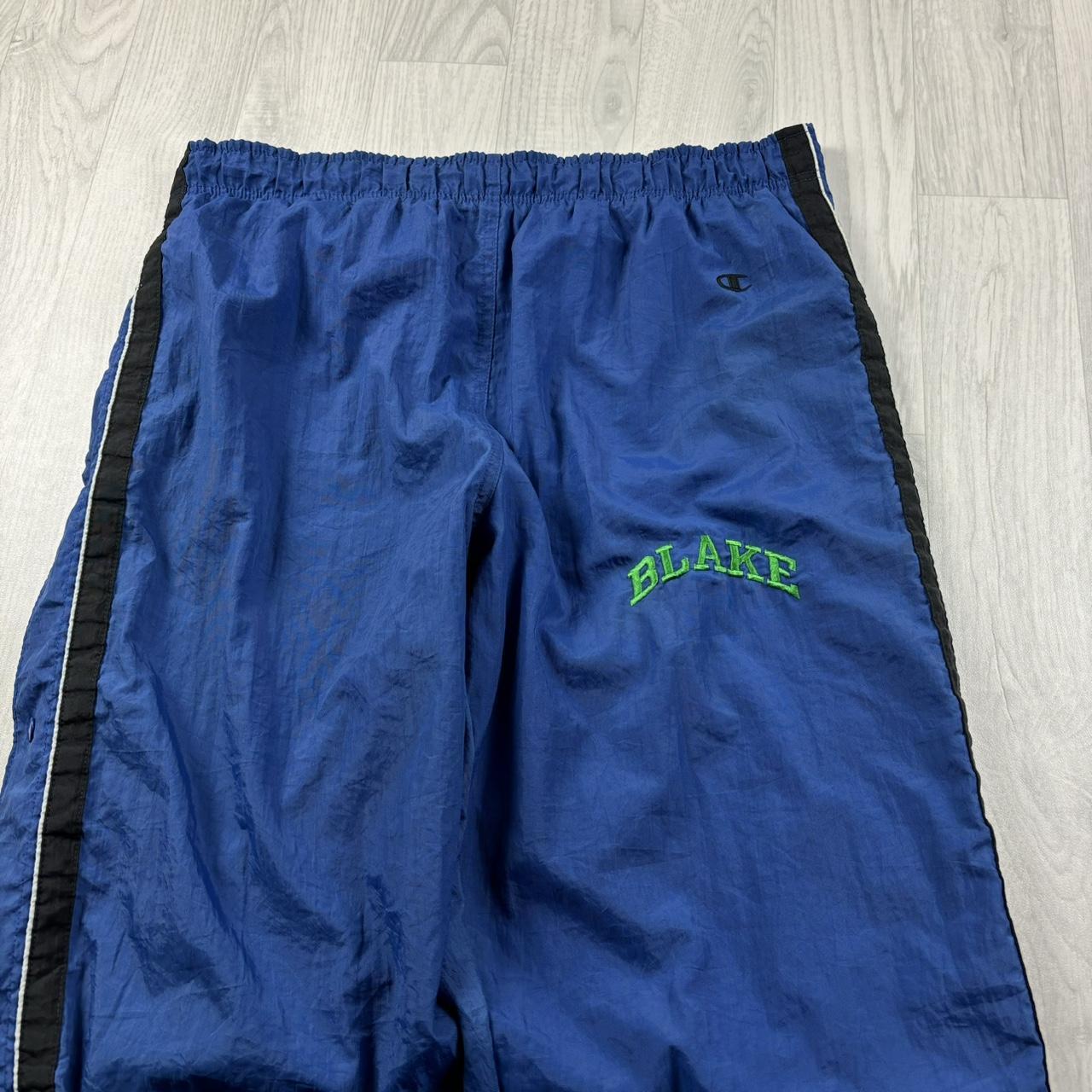VINTAGE Y2K CHAMPION POPPER BAGGY TRACKSUIT BOTTOMS BLUE