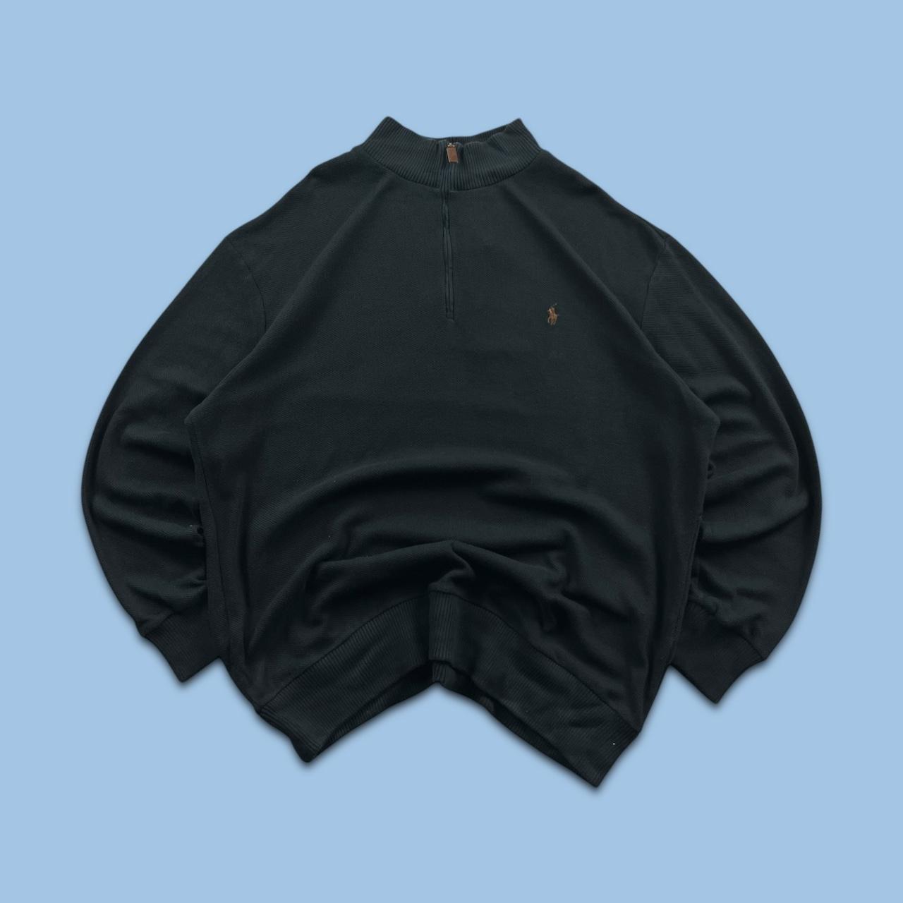 VINTAGE Y2K POLO RALPH LAUREN QUARTER ZIP KNITTED JUMPER BLACK