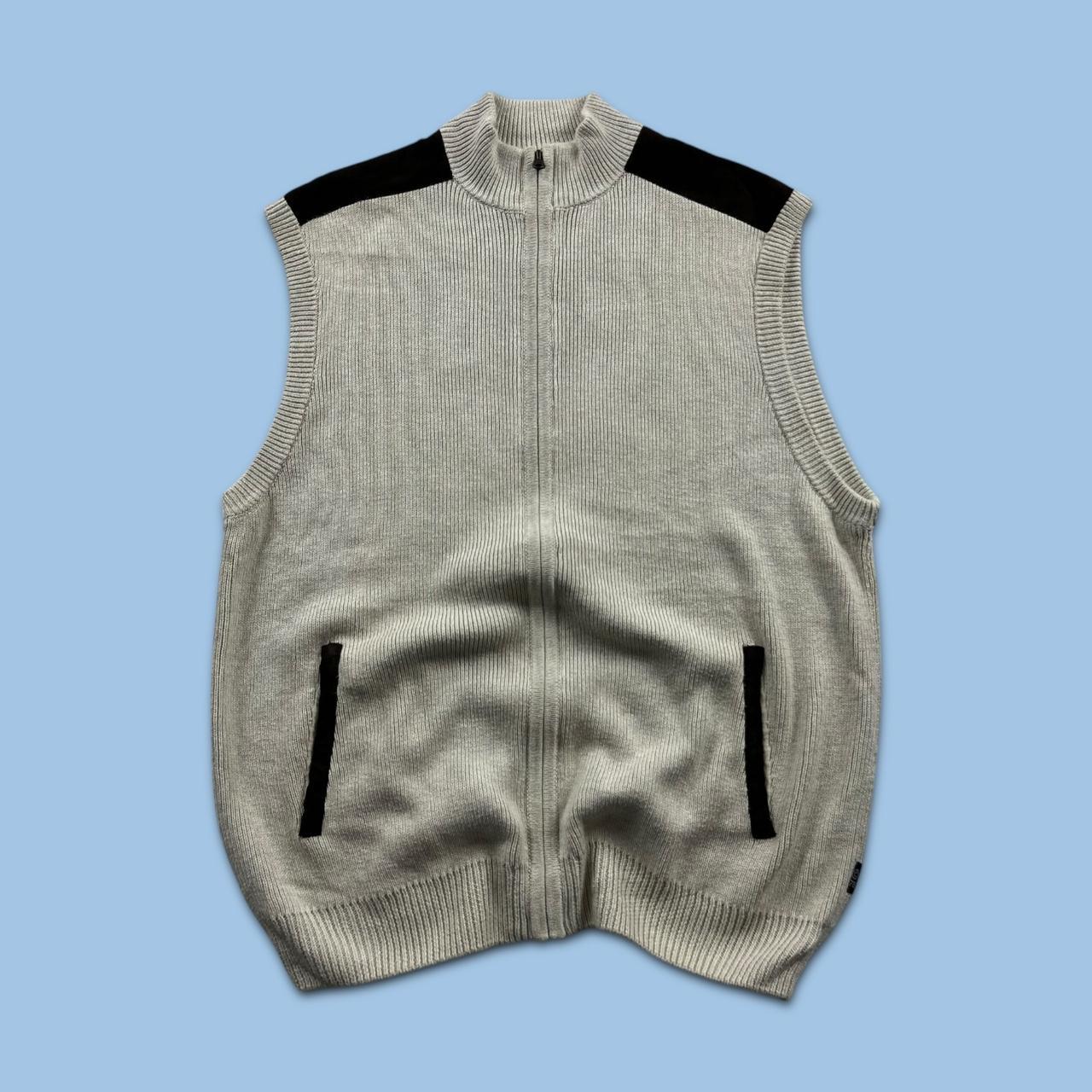 VINTAGE Y2K CHAPS CHUNKY KNITTED ZIP SWEATER VEST