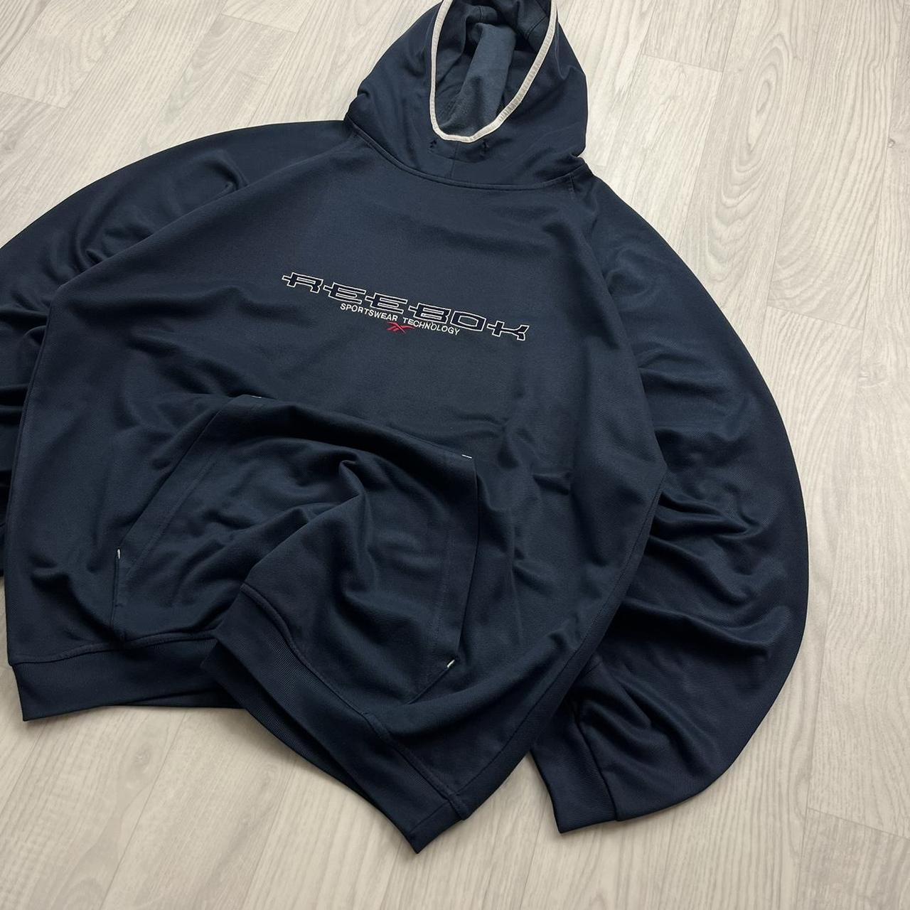 VINTAGE Y2K REEBOK SPELL OUT HOODIE NAVY