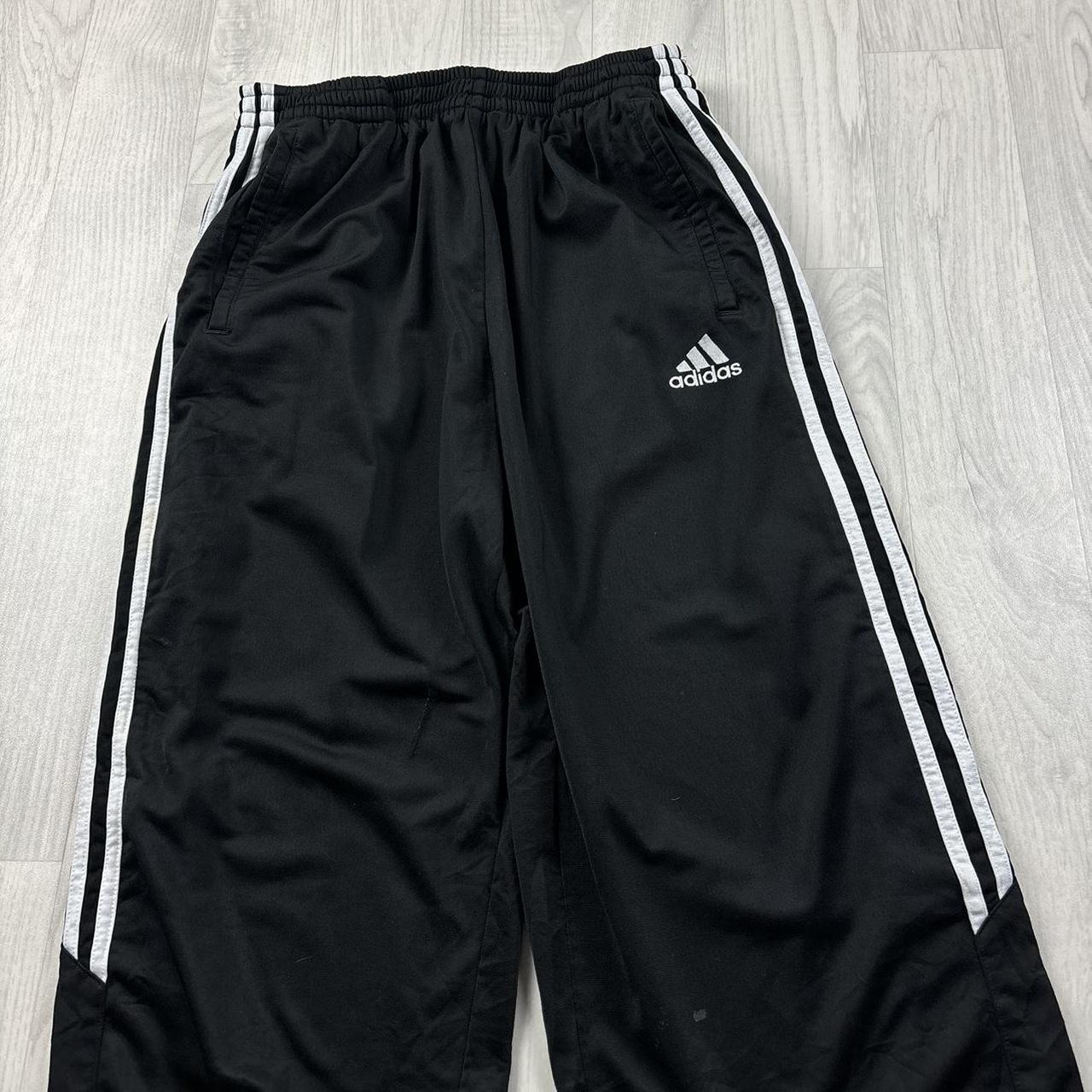 VINTAGE Y2K ADIDAS POPPER BAGGY TRACKSUIT BOTTOMS BLACK