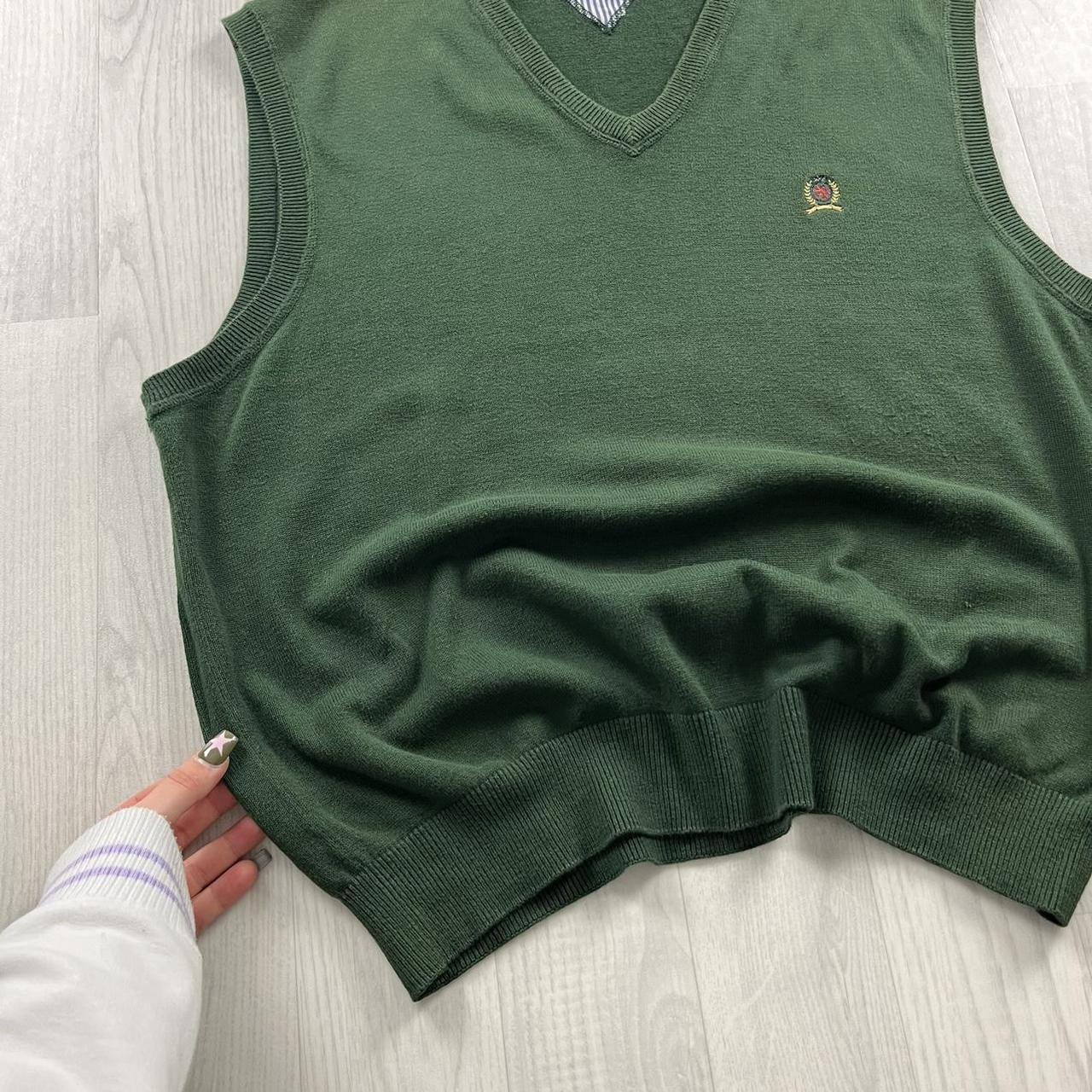 VINTAGE Y2K TOMMY HILFIGER CHUNKY SWEATER VEST GREEN