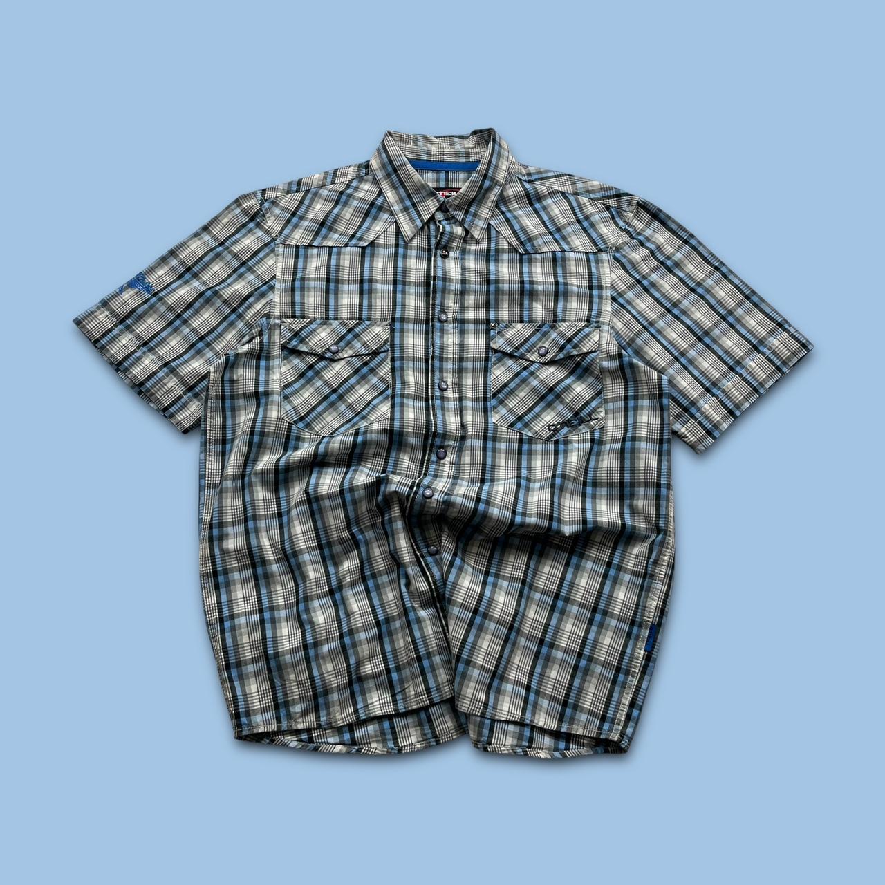 VINTAGE Y2K ONEILL PLAID SHORT SLEEVE SHIRT BLUE