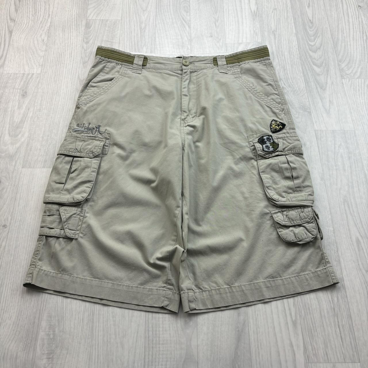 VINTAGE Y2K QUIKSILVER LONG BAGGY SHORTS CREAM