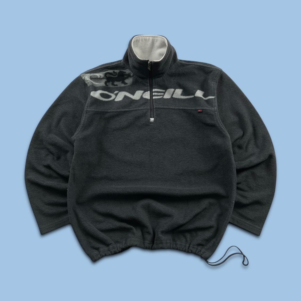 VINTAGE Y2K O’NEILL GRAPHIC QUARTER ZIP FLEECE SWEATSHIRT BLACK