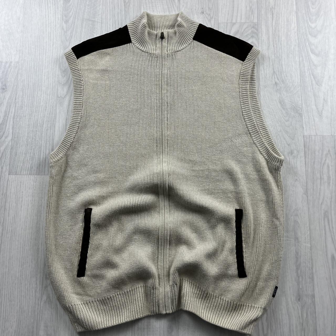 VINTAGE Y2K CHAPS CHUNKY KNITTED ZIP SWEATER VEST