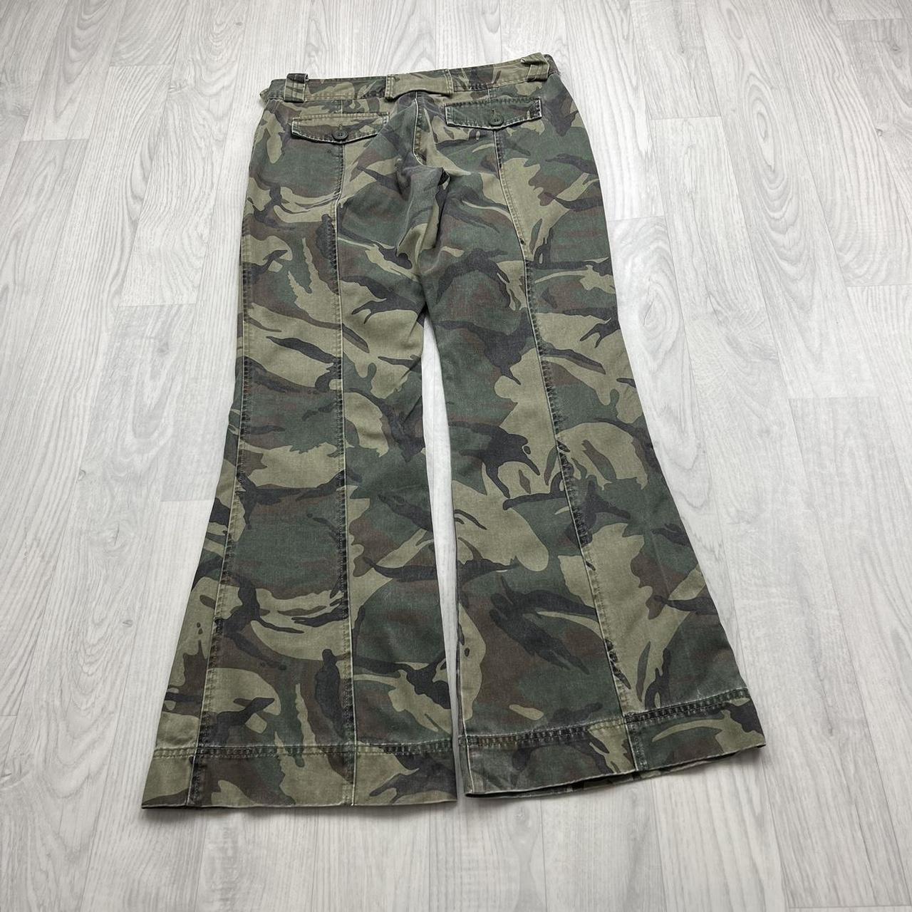 VINTAGE Y2K BAGGY FLARE CAMO CARGO TROUSERS