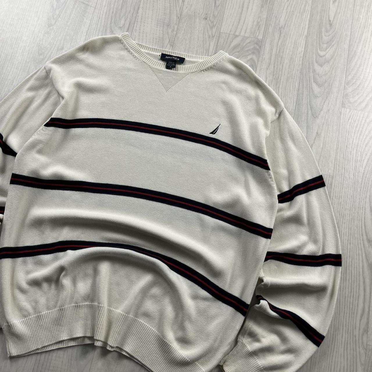 VINTAGE Y2K NAUTICA STRIPED KNITTED JUMPER CREAM