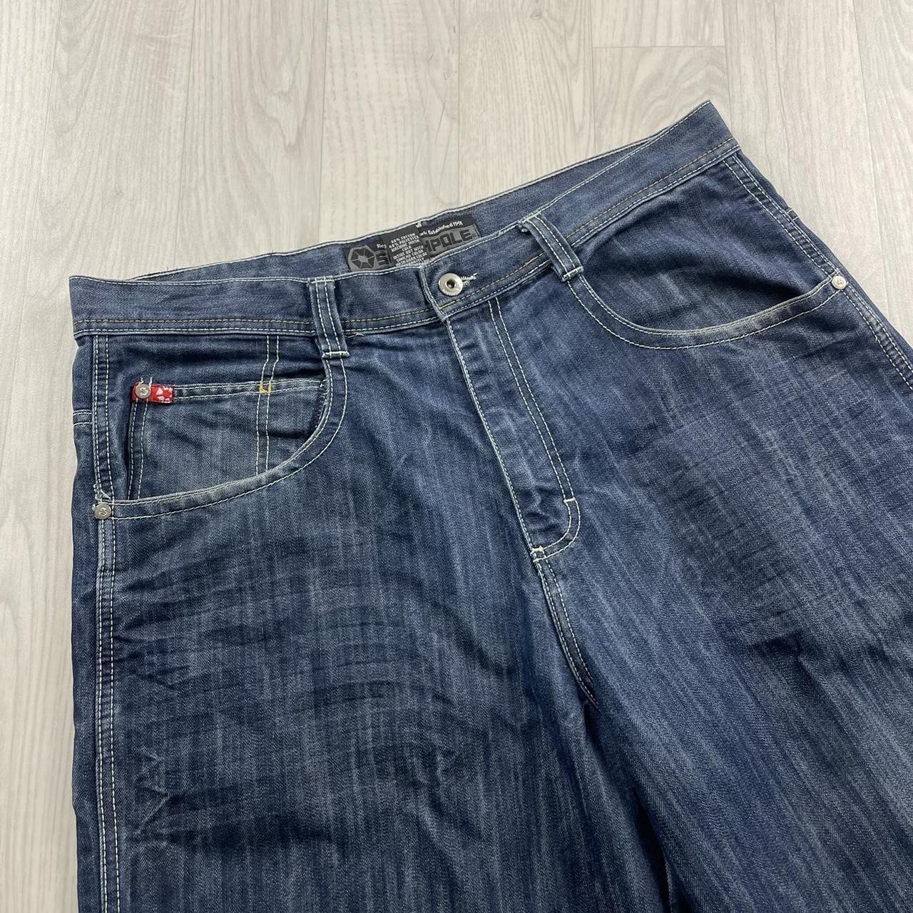 VINTAGE SOUTHPOLE BAGGY LOOSE SKATER HIP HOP JORTS NAVY (38w)