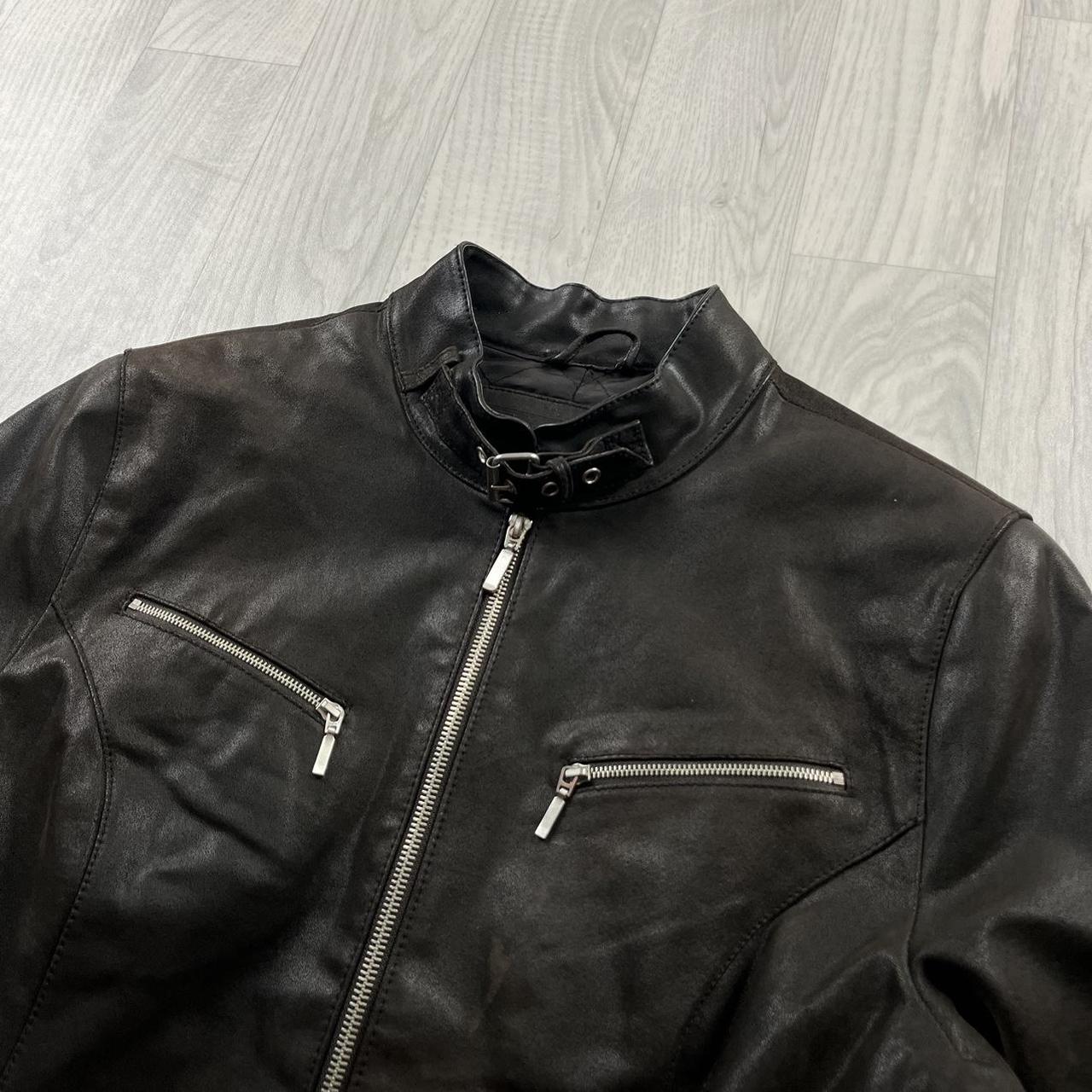 VINTAGE Y2K YESSICA UTILITY LEATHER JACKET BLACK (S)