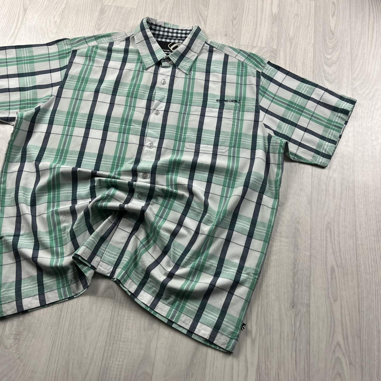 VINTAGE Y2K ANIMAL CHECKERED SHORT SLEEVE SHIRT GREEN