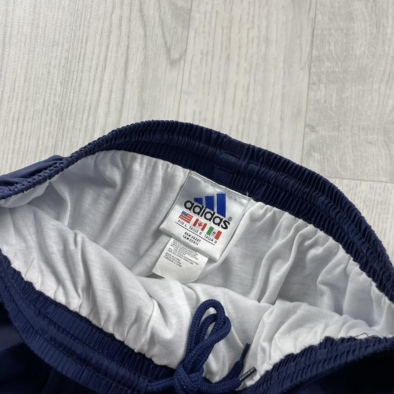 VINTAGE 90s ADIDAS SHELL BAGGY TRACKSUIT BOTTOMS NAVY (L)