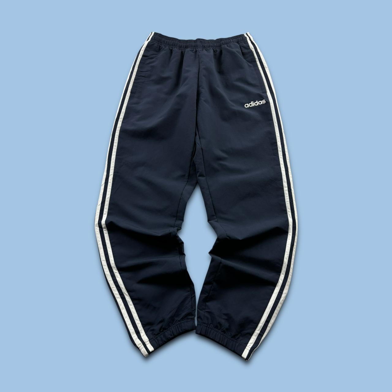 ADIDAS STRAIGHT LEG BAGGY TRACKSUIT BOTTOMS NAVY