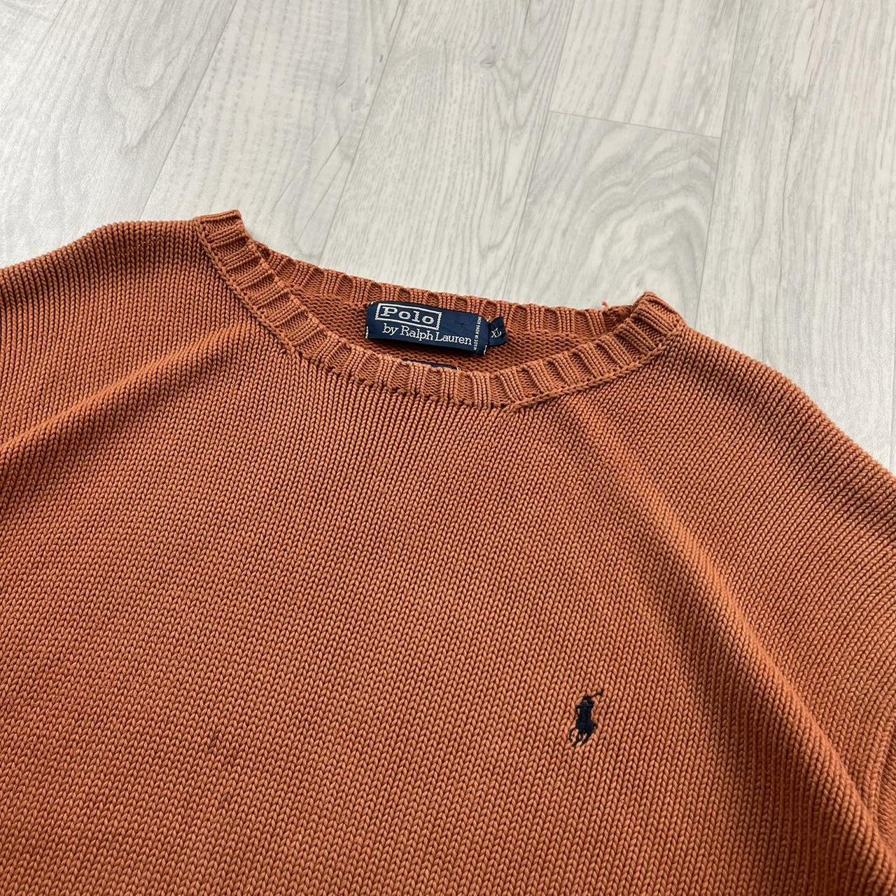 VINTAGE Y2K POLO RALPH LAUREN CHUNKY KNITTED JUMPER ORANGE