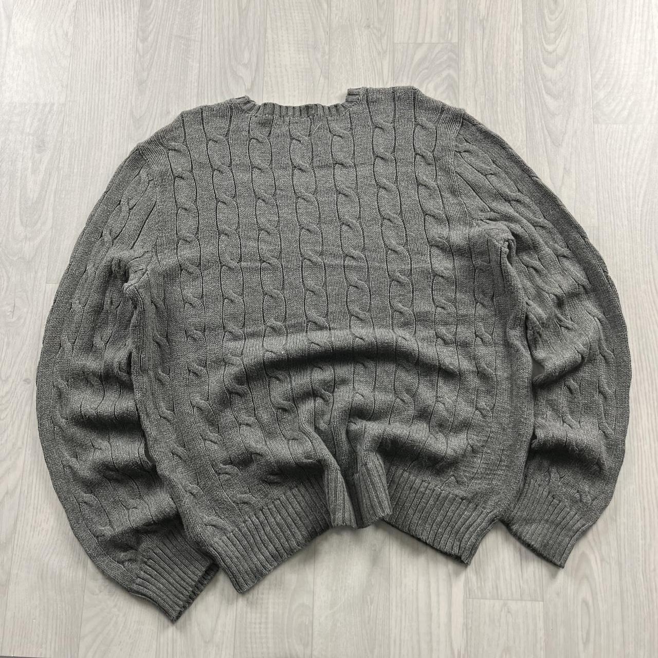 VINTAGE Y2K POLO RALPH LAUREN CHUNKY CABLE KNITTED JUMPER GREY